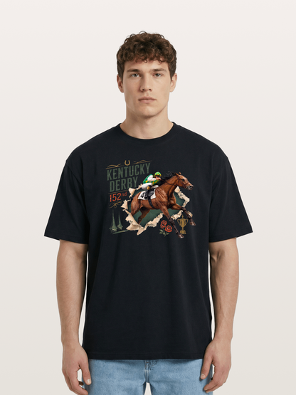 Kentucky Derby 152nd Horse & Roses Cotton T-shirt