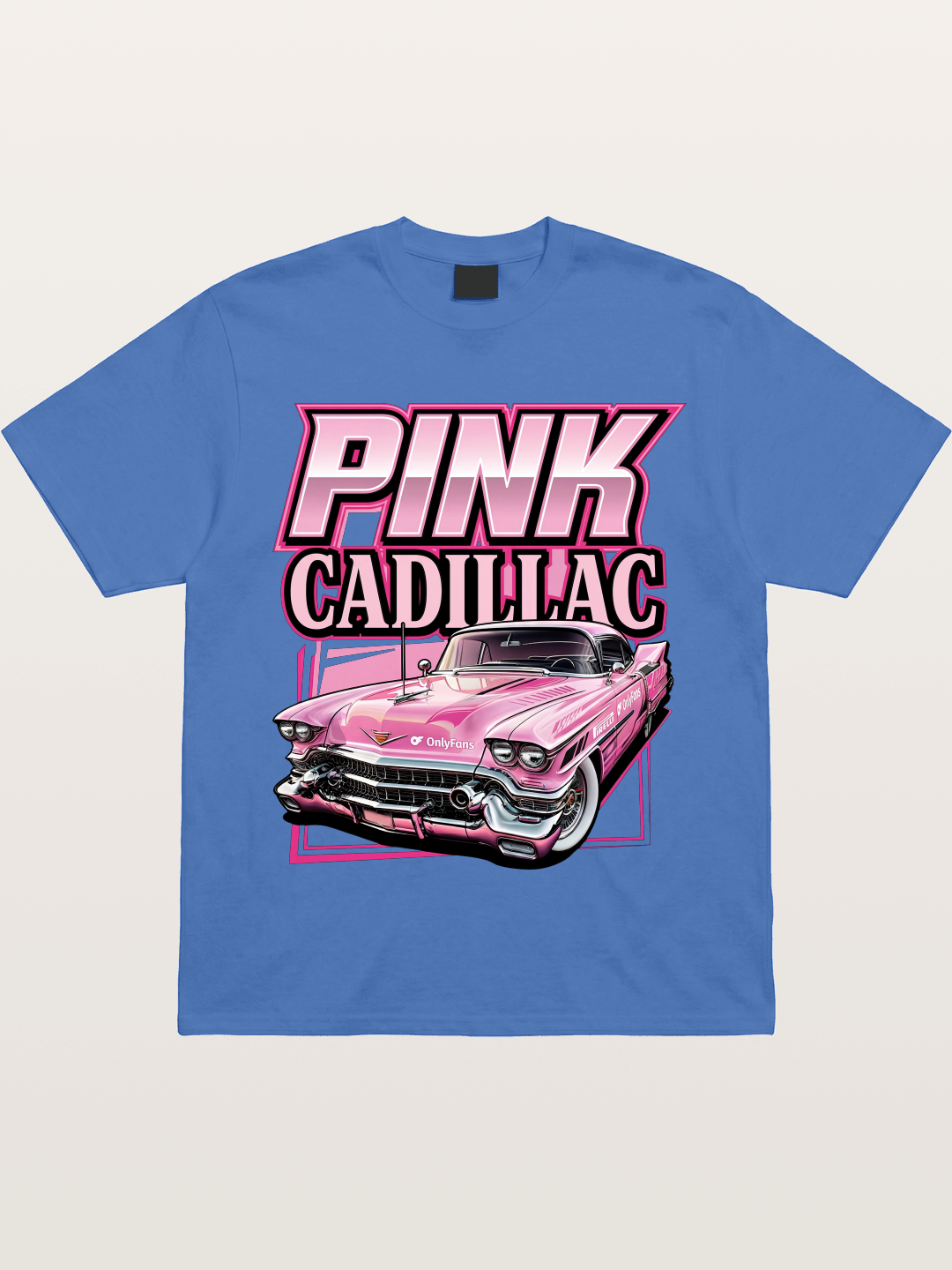 Pink Cadillac Classic Car Art Print Gildan T-shirt