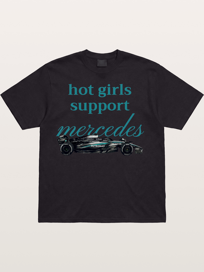 Mercedes F1 Racing Text Print Cotton T-shirt