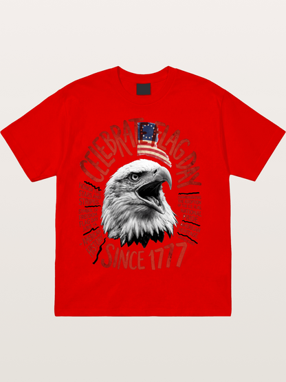 Eagle Celebrate Flag Day 1777 Cotton T-shirt