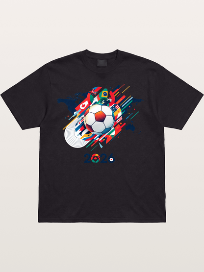 World Cup 2026 Global Flags Print Cotton T-shirt