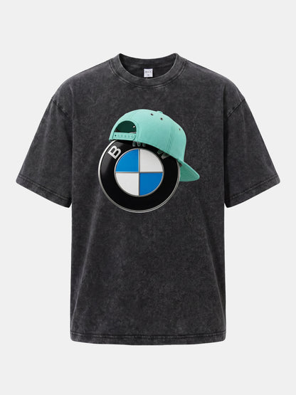 BMW Logo & Tiffany Cap Art Washed T-shirt