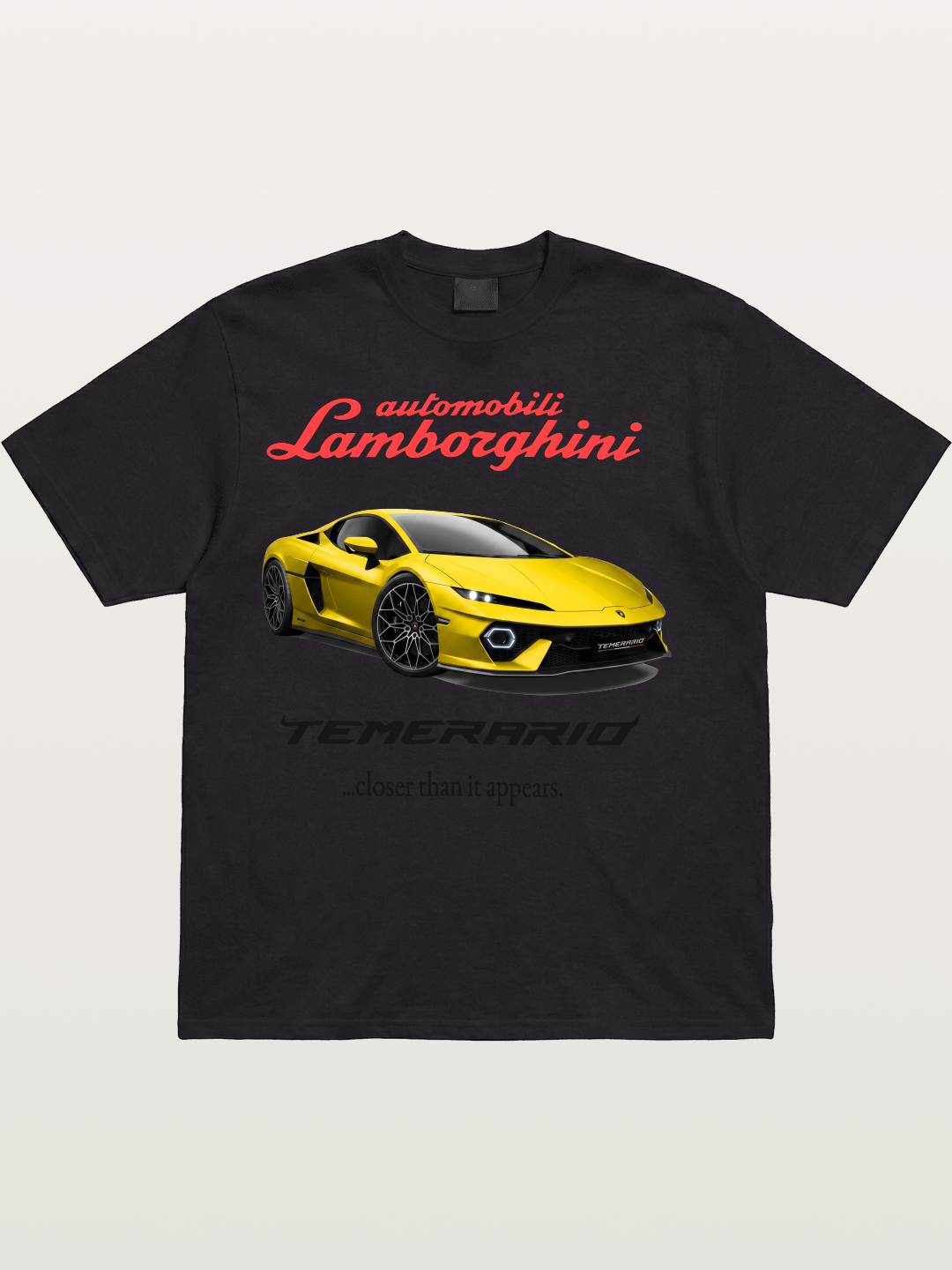 Lamborghini Temerario Yellow Sports Car Cotton T-shirt