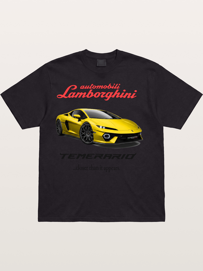 Lamborghini Temerario Yellow Sports Car Cotton T-shirt