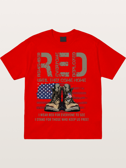 I Wear Red for Those Who Keep Us Free Cotton T-shirt