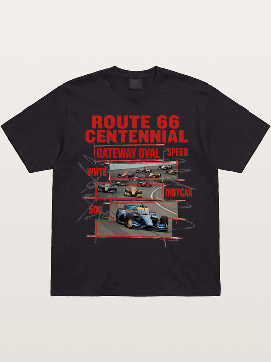 Red Sketch Route66 Race Poster Gildan T-shirt