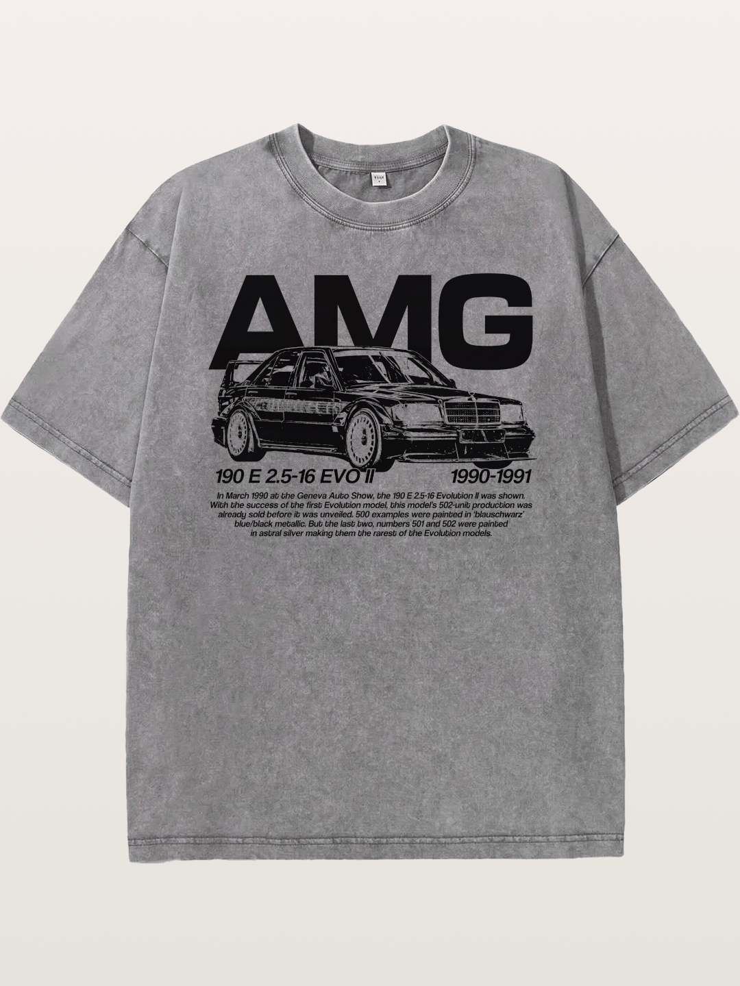 AMG 190E EVO Racing Car Art Washed T-shirt