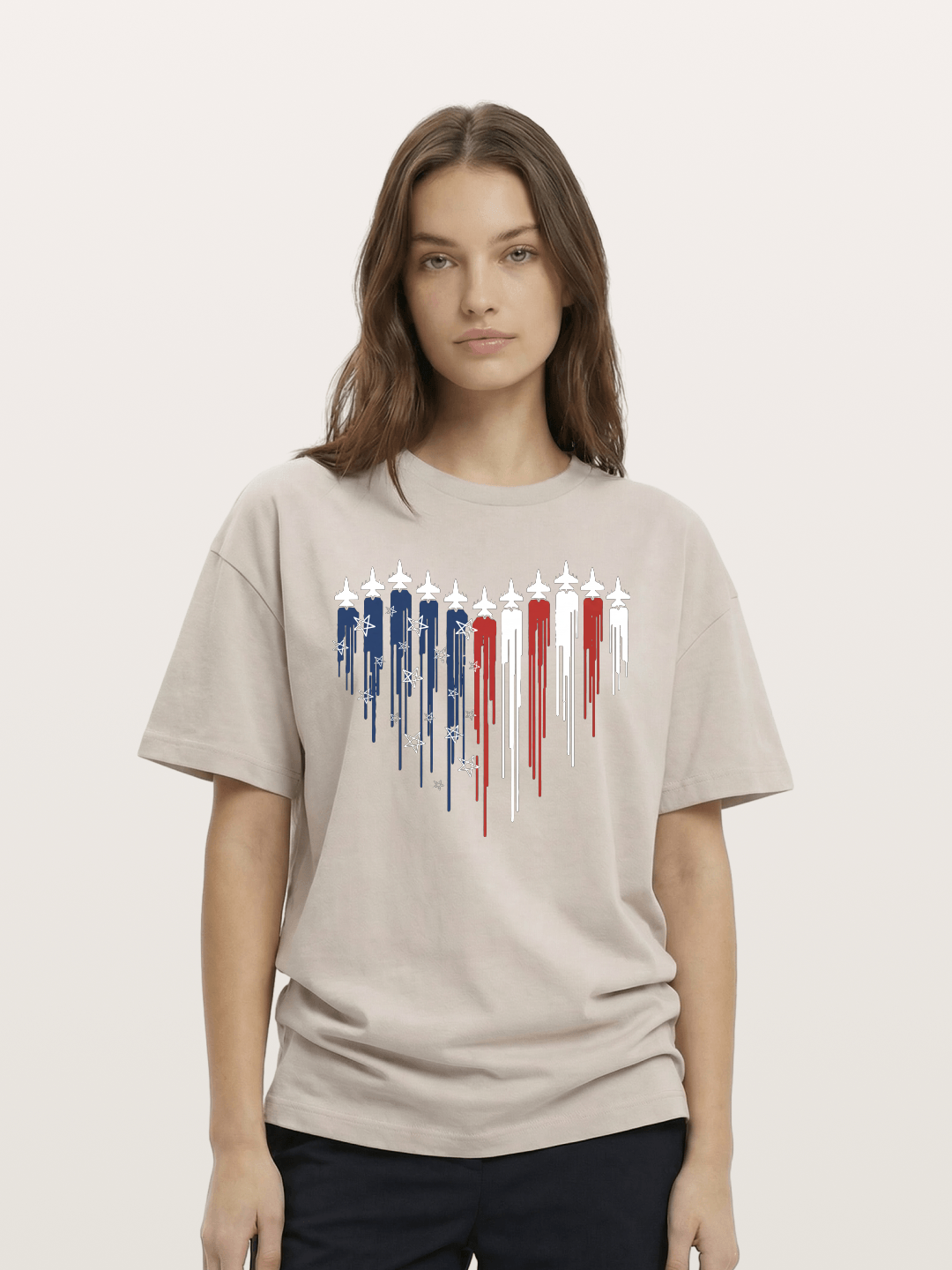 American Flag Paint Drip Design Cotton T-shirt