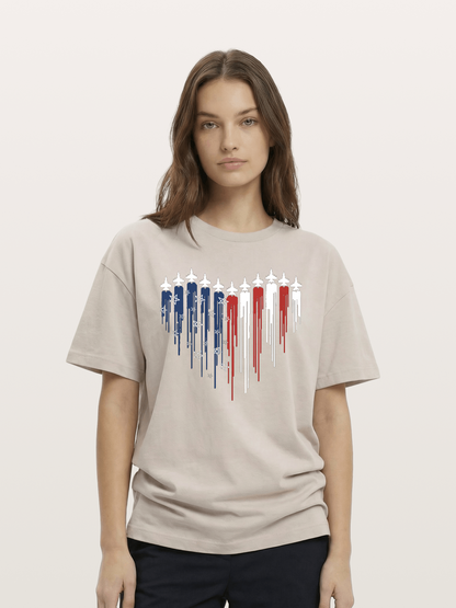 American Flag Paint Drip Design Cotton T-shirt