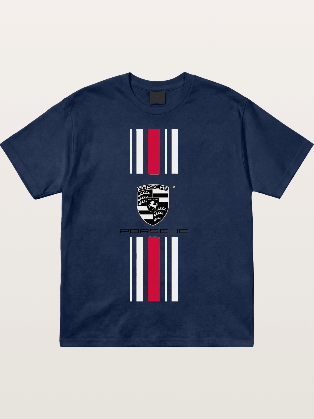 Porsche Crest Striped Design Cotton T-shirt