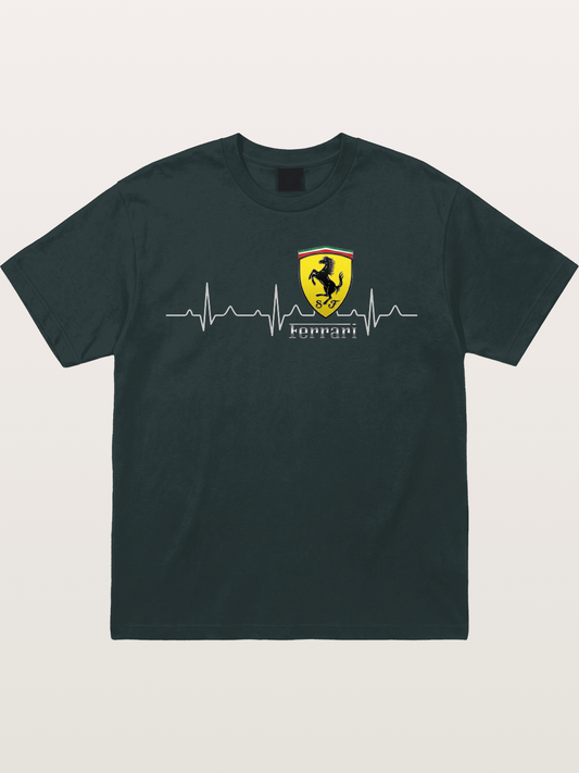 Ferrari Heartbeat ECG Line Design Gildan T-shirt