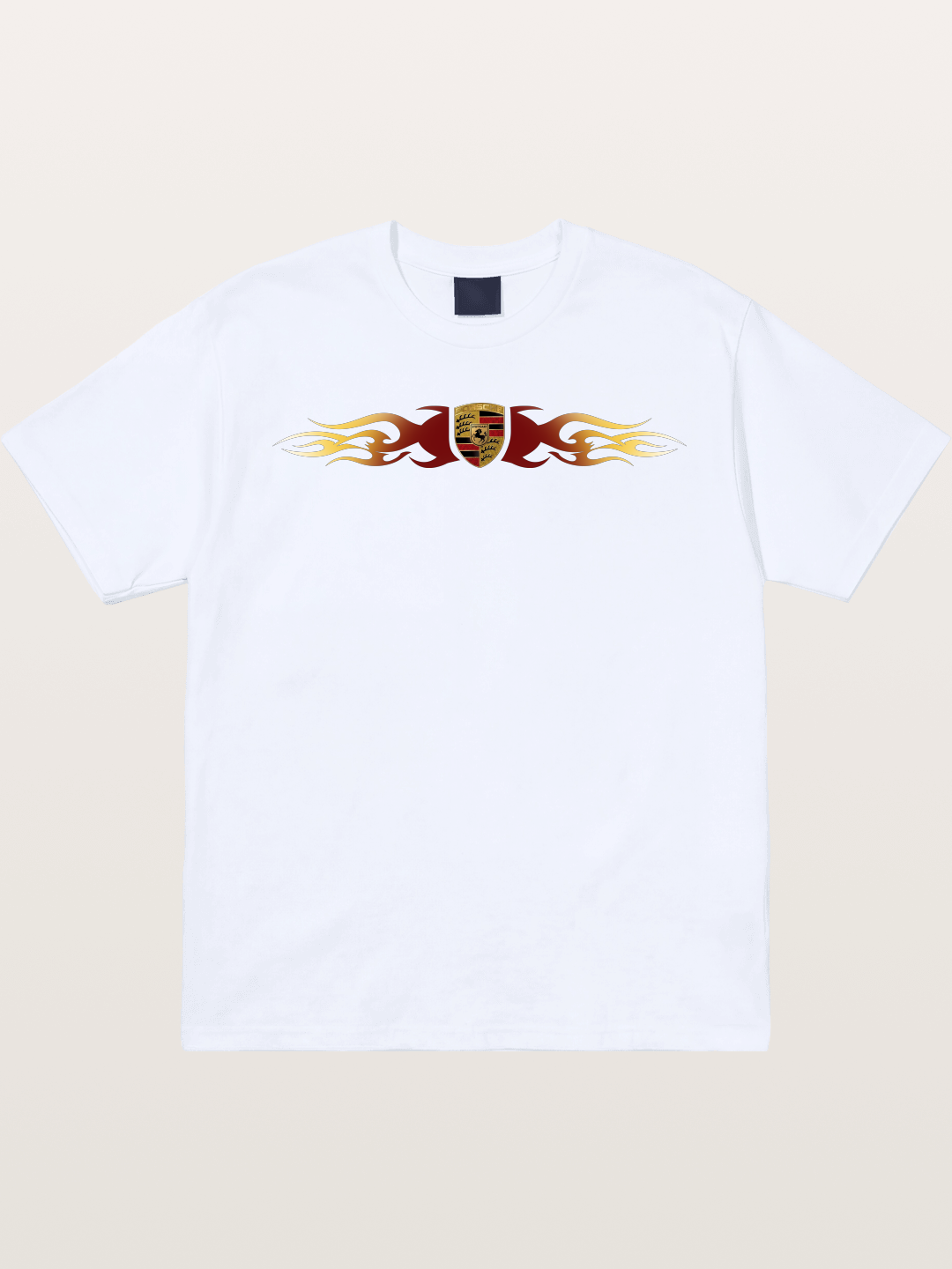 Porsche Crest Flame Stripe Gildan T-shirt