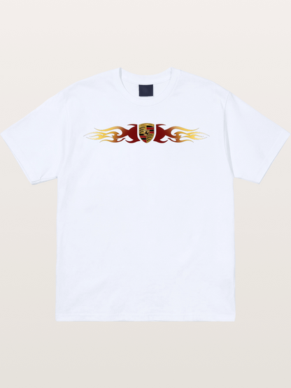 Porsche Crest Flame Stripe Gildan T-shirt