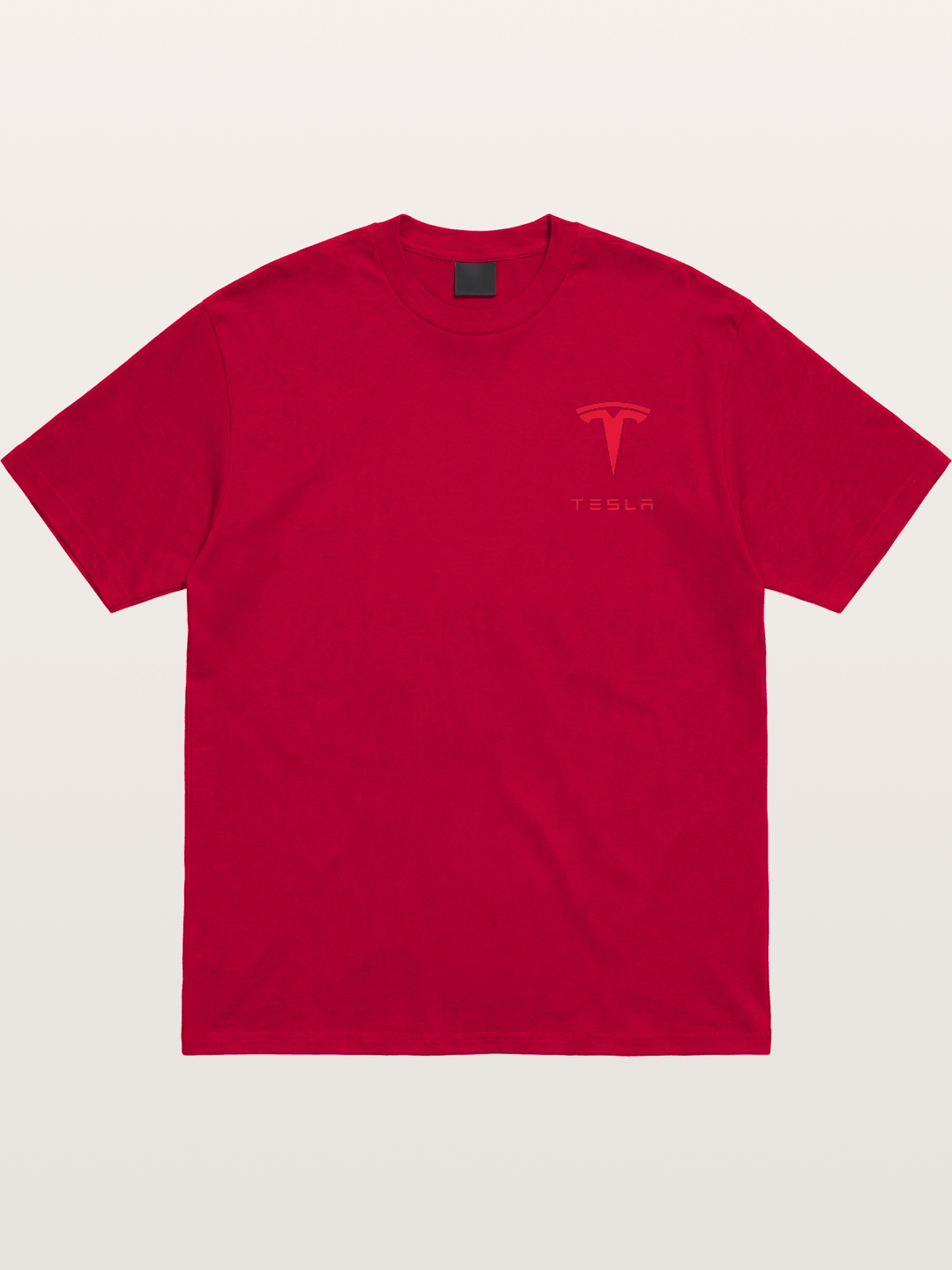 Tesla Red Logo Sticker Gildan T-shirt