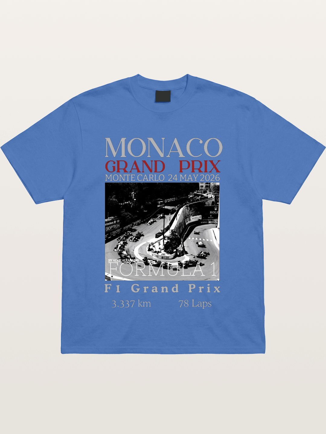 Monaco Grand Prix Black White Aerial Gildan T-shirt