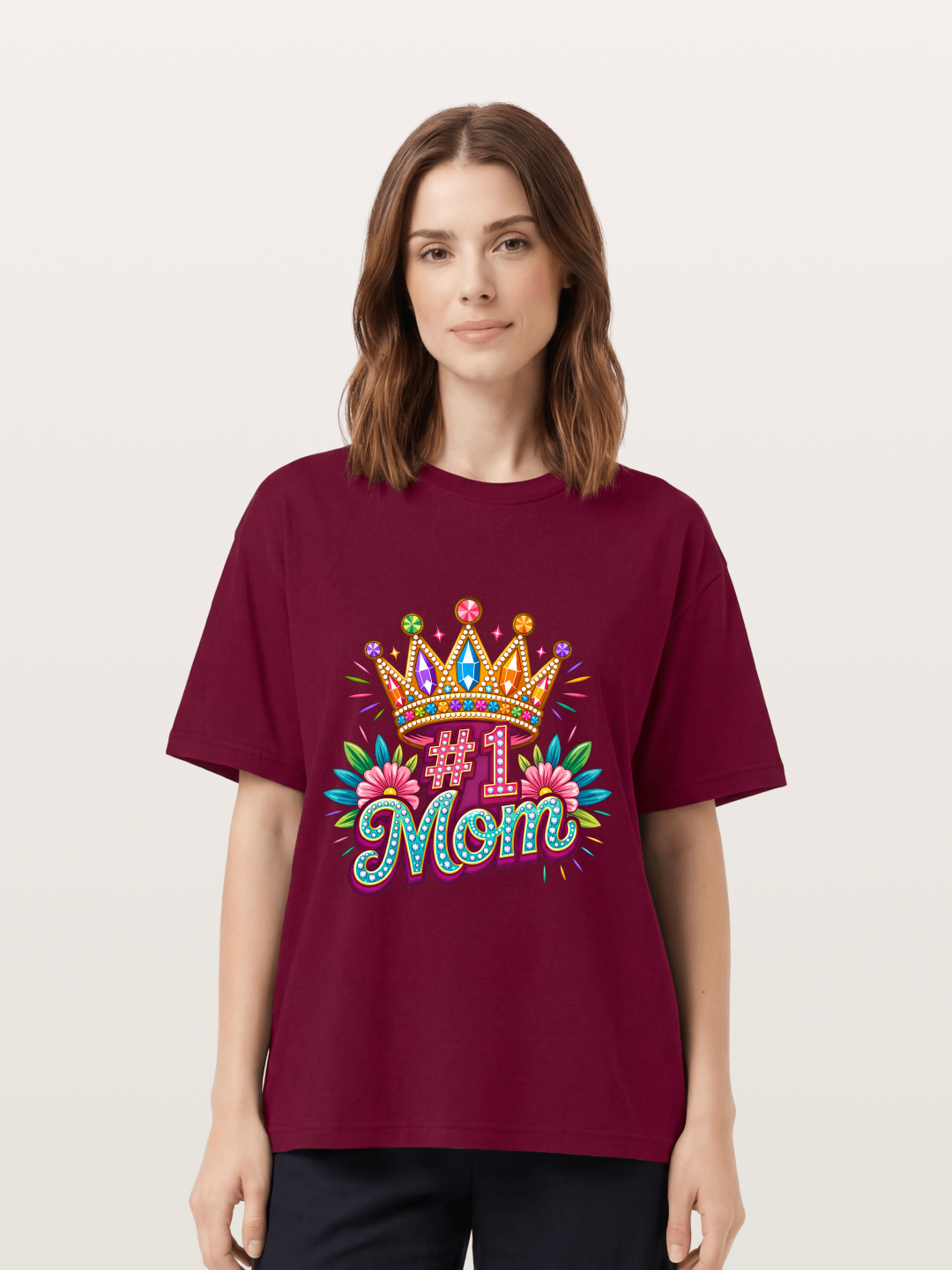 #1 Mom Crown Floral Graphic Gildan T-shirt