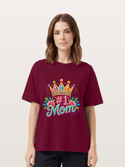#1 Mom Crown Floral Graphic Gildan T-shirt