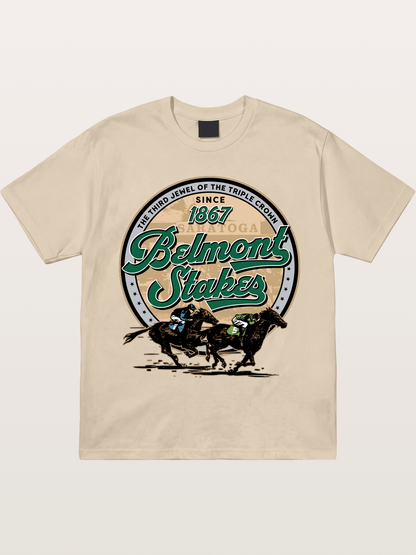 Belmont Stakes Two Horses Racing Gildan T-shirt