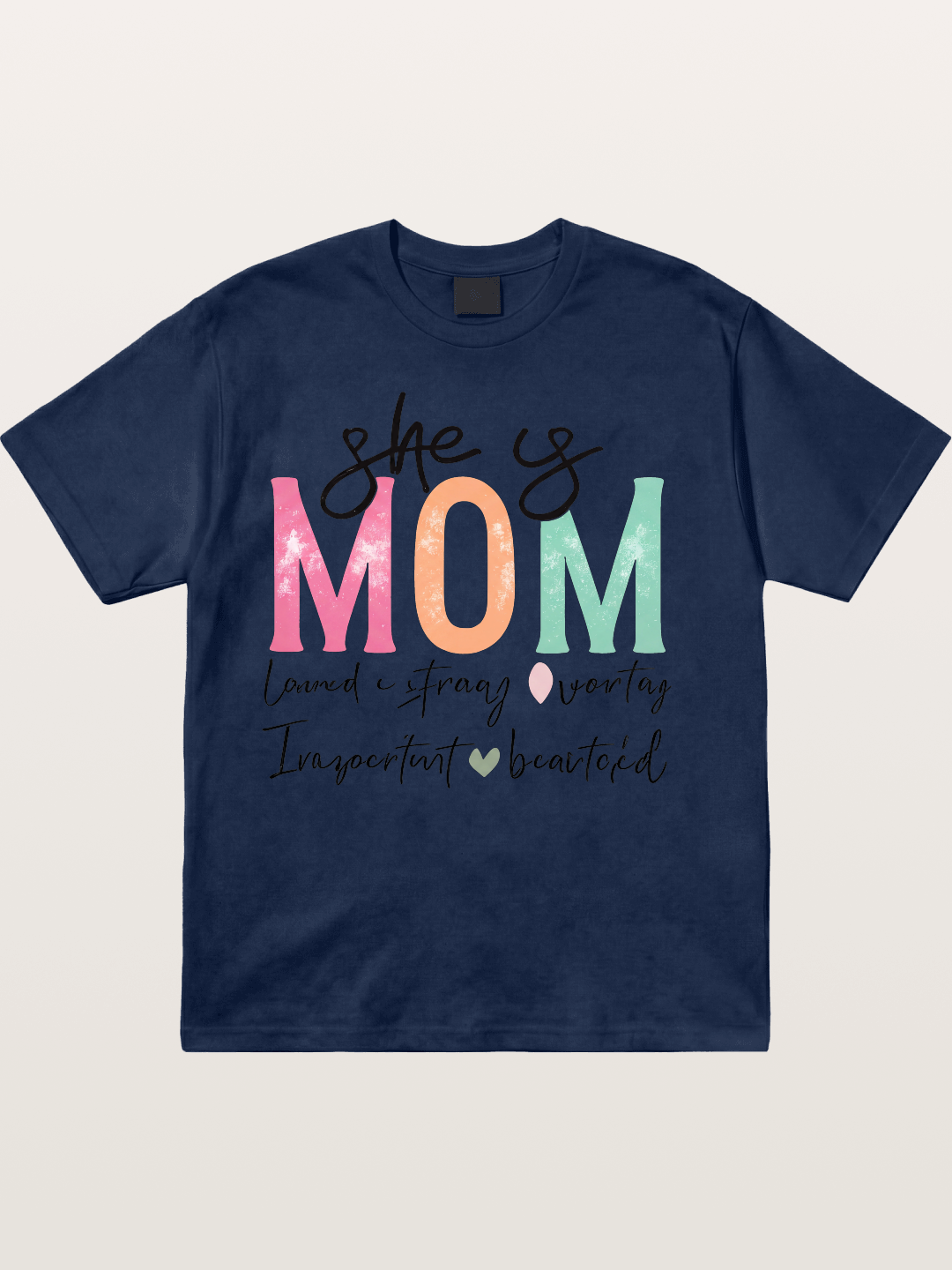 She is Mom Boho Pastel Print Cotton T-shirt