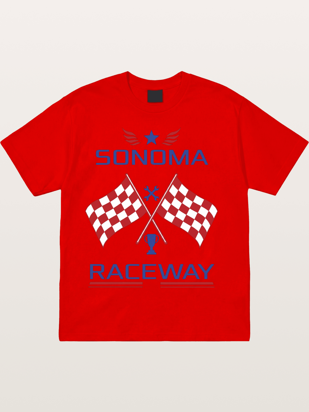 Sonoma Raceway Checkered Flag Crest Cotton T-shirt