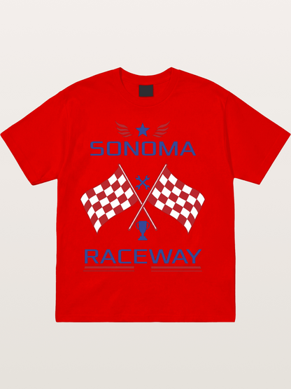 Sonoma Raceway Checkered Flag Crest Cotton T-shirt