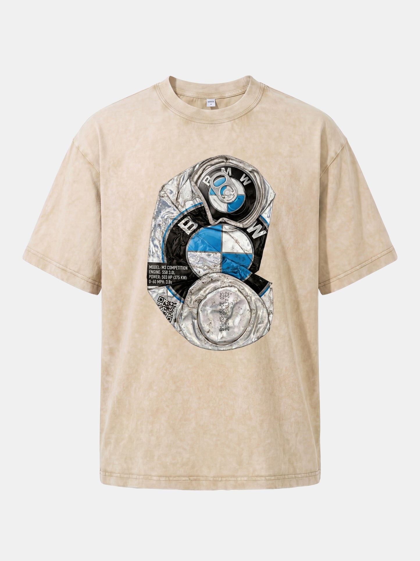 Crushed BMW Cans Collage Washed T-shirt