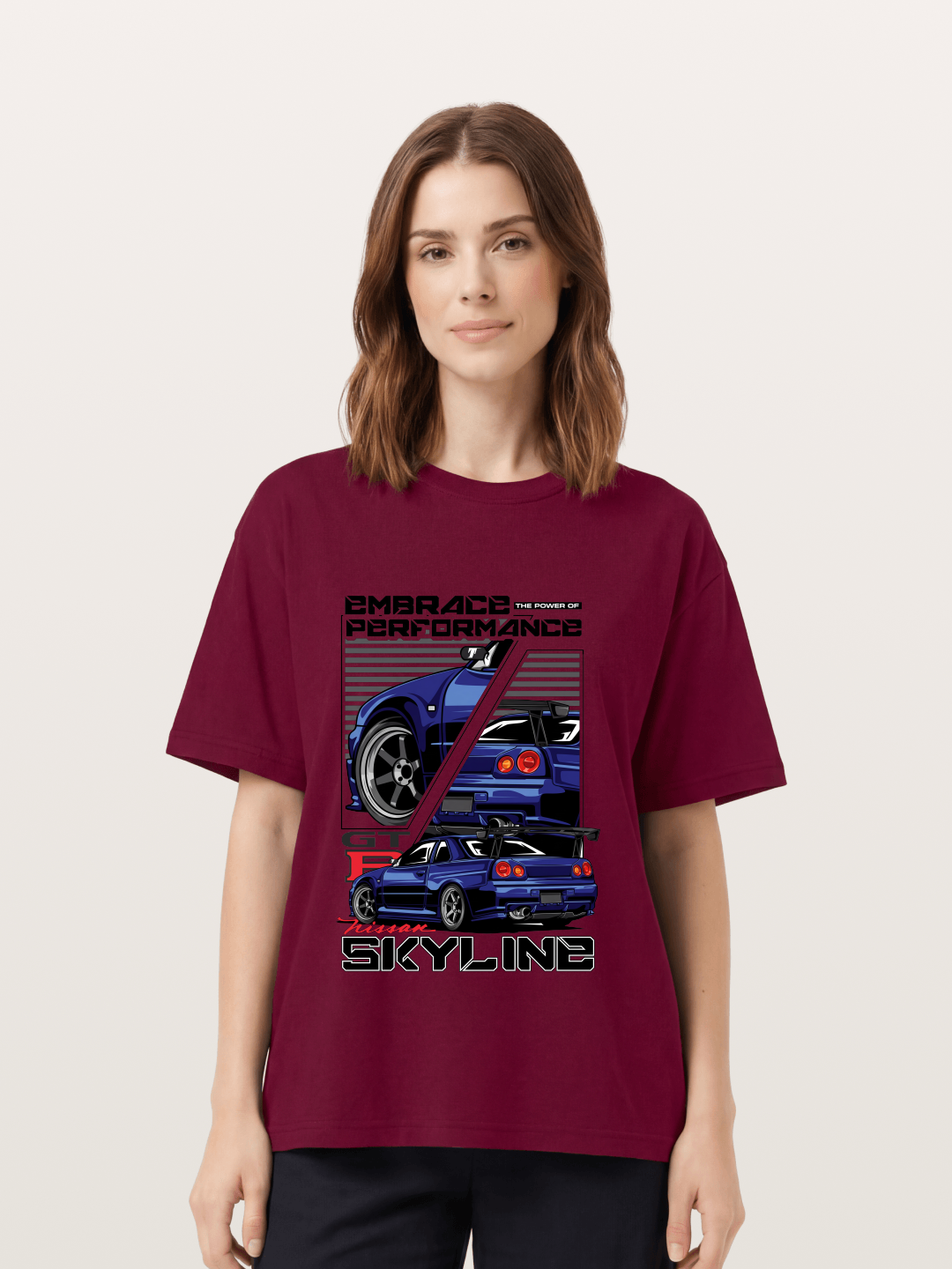 Nissan Skyline GT-R R34 Split View Gildan T-shirt