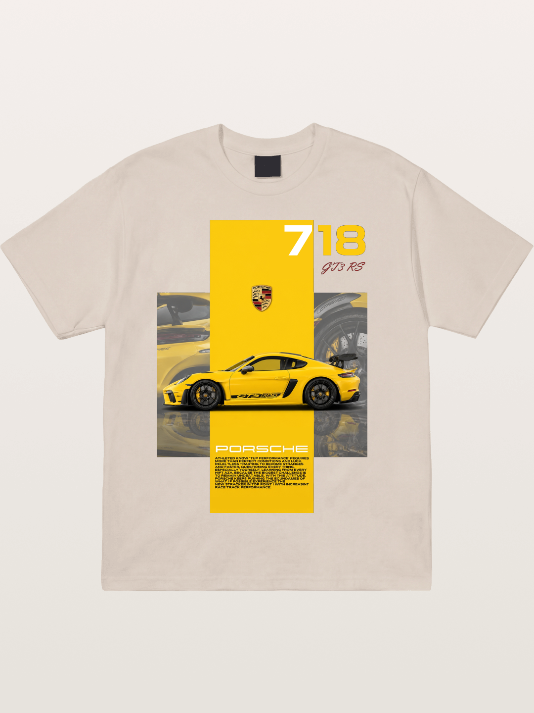 Porsche 718 GT4 RS Yellow Sports Car Cotton T-shirt