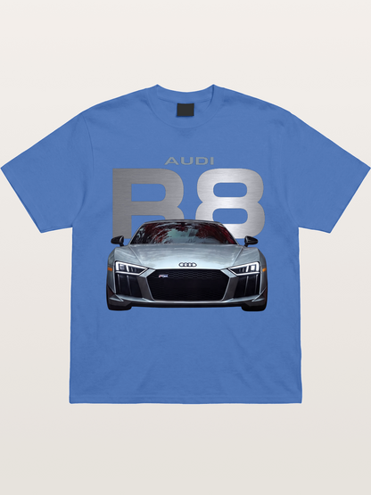 Audi R8 Silver Supercar Front Gildan T-shirt