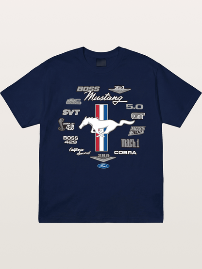 Ford Mustang Generations Badge Collection Gildan T-shirt