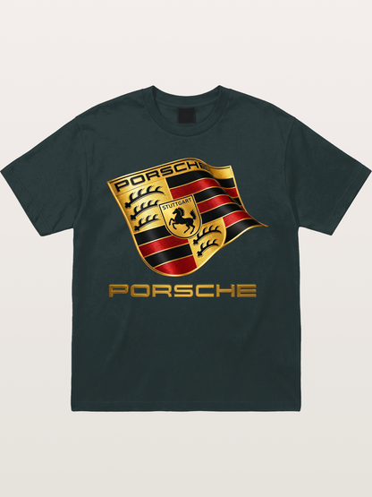 Porsche Waving Crest Art Gildan T-shirt