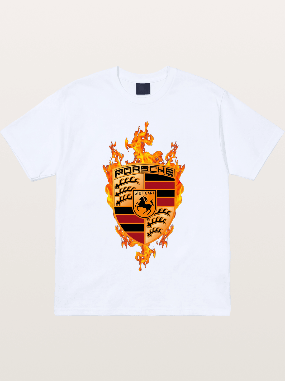 Porsche Crest Fire Flame Design Gildan T-shirt