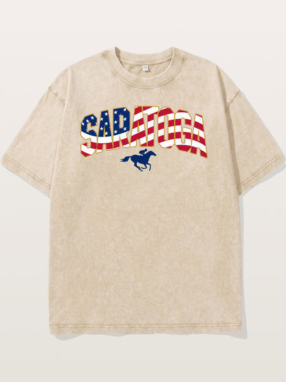 Saratoga Horse Racing American Colors Washed T-shirt