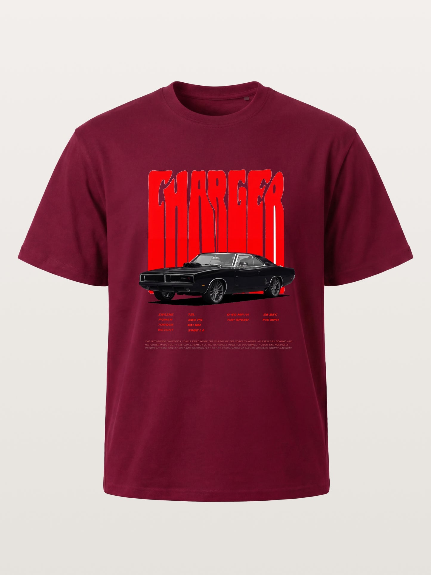 Red Charger Retro Muscle Print Gildan T-shirt