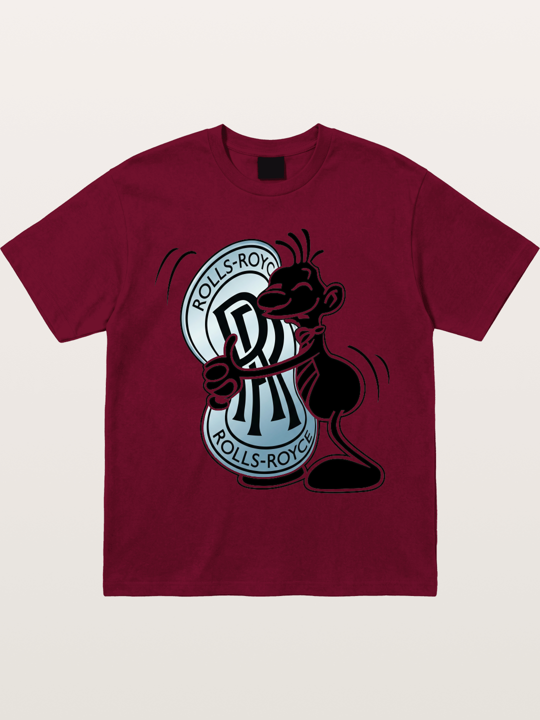 Mascot Hugging Rolls-Royce Logo Gildan T-shirt