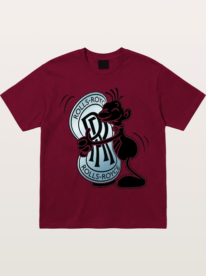 Mascot Hugging Rolls-Royce Logo Gildan T-shirt