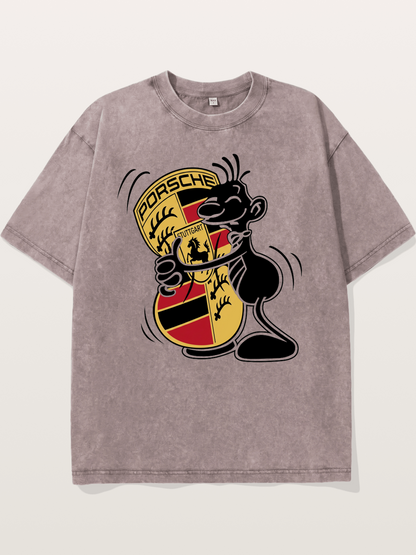 Character Hugging Porsche Crest Washed T-shirt