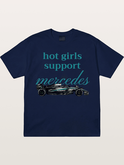 Mercedes F1 Racing Text Print Gildan T-shirt