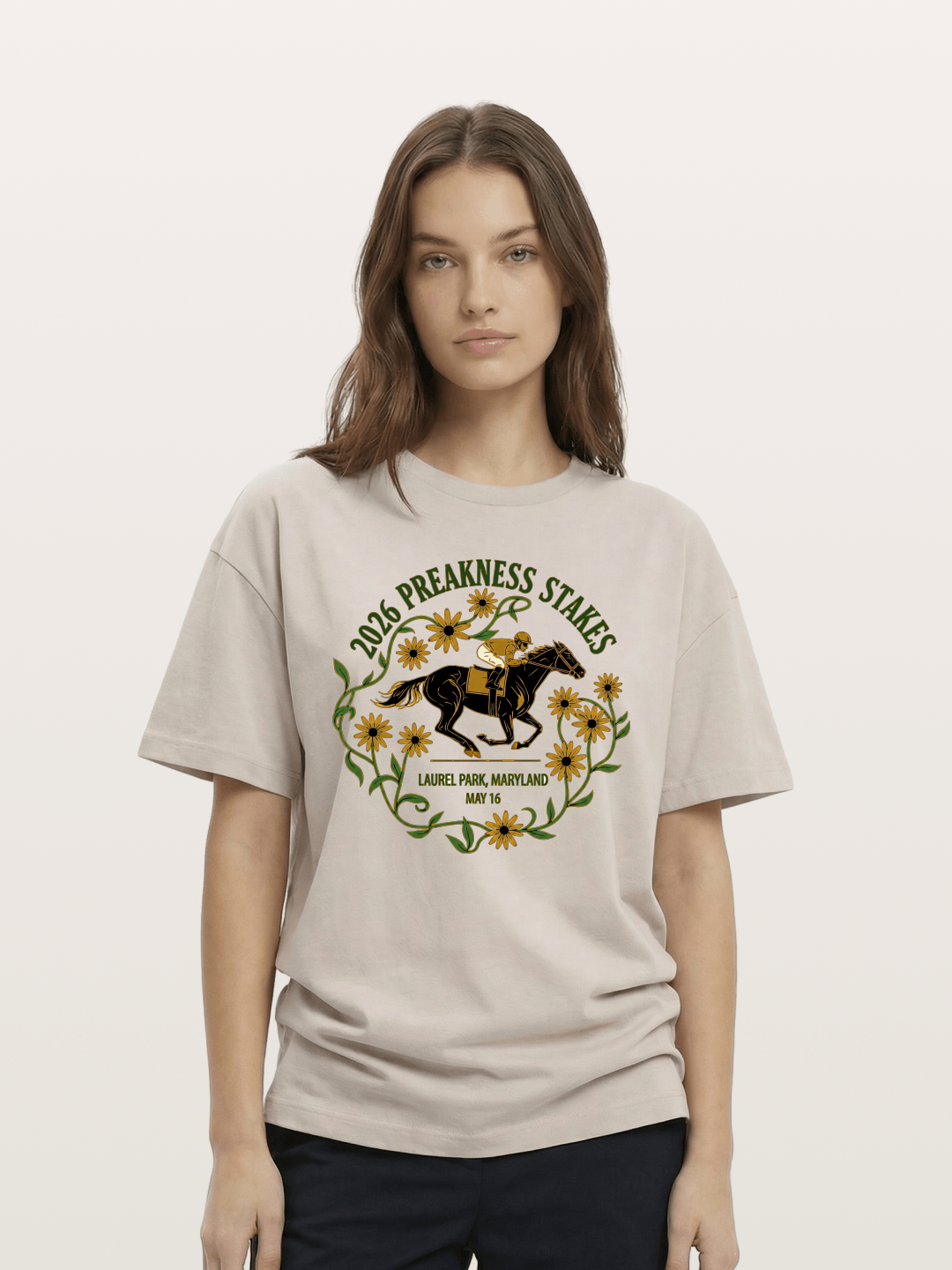Preakness Stakes Laurel Wreath Badge Cotton T-shirt