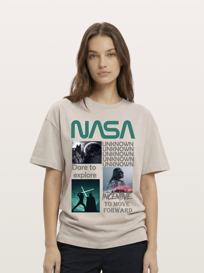 Space Sci-Fi NASA Star Wars Collage Cotton T-shirt