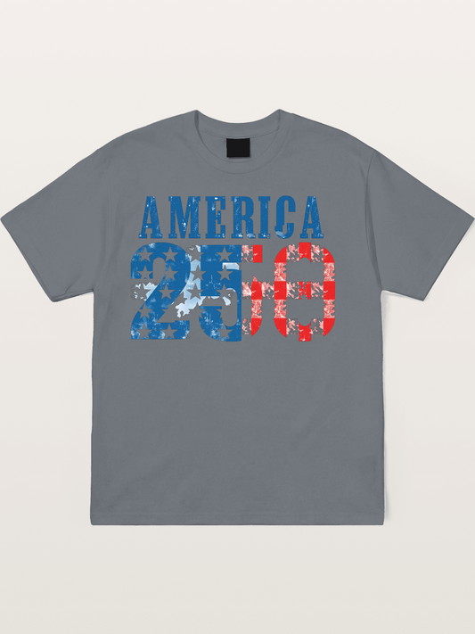 America 250 Grunge Typography Cotton T-shirt