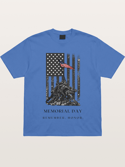 Memorial Day Flag Raising Print Gildan T-shirt