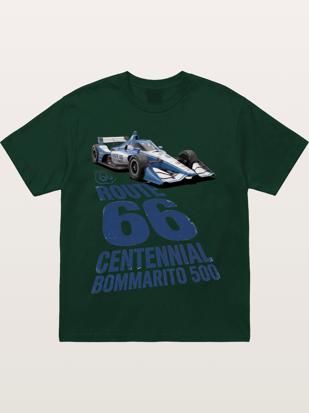 Blue IndyCar Route66 Print Gildan T-shirt