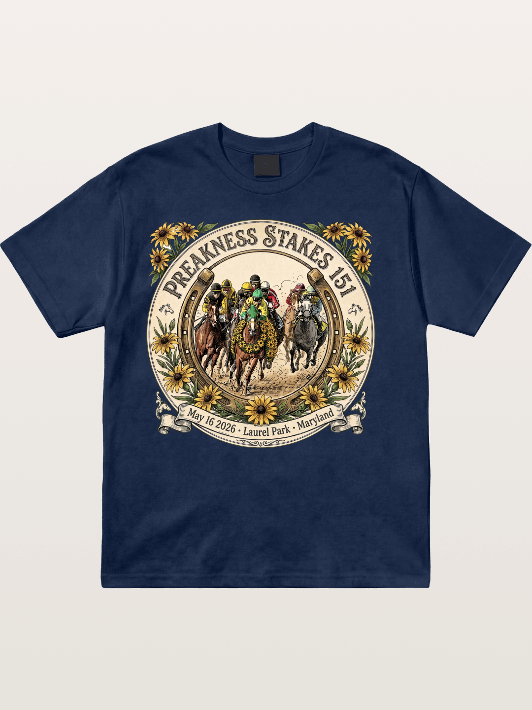 151st Preakness Stakes Horseshoe Badge Cotton T-shirt