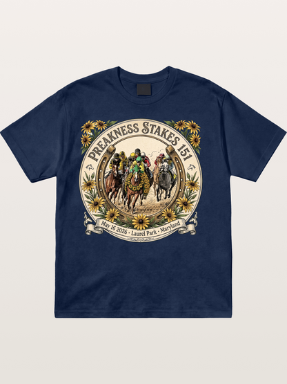 151st Preakness Stakes Horseshoe Badge Cotton T-shirt
