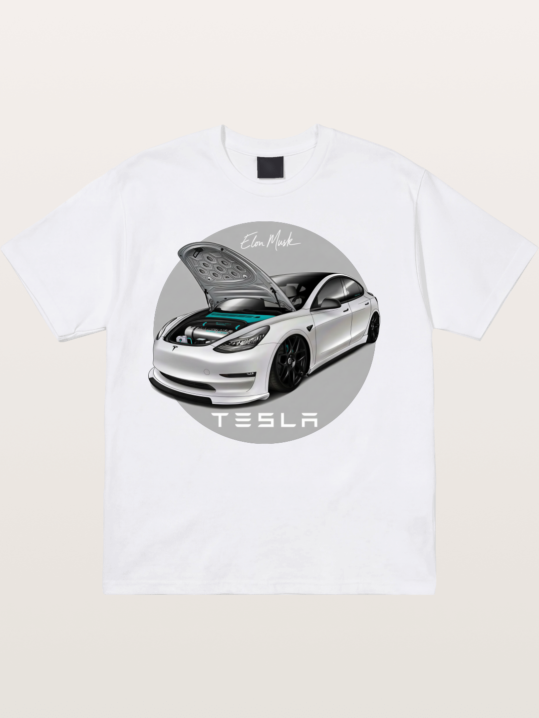Tesla Model 3 Elon Musk Art Cotton T-shirt