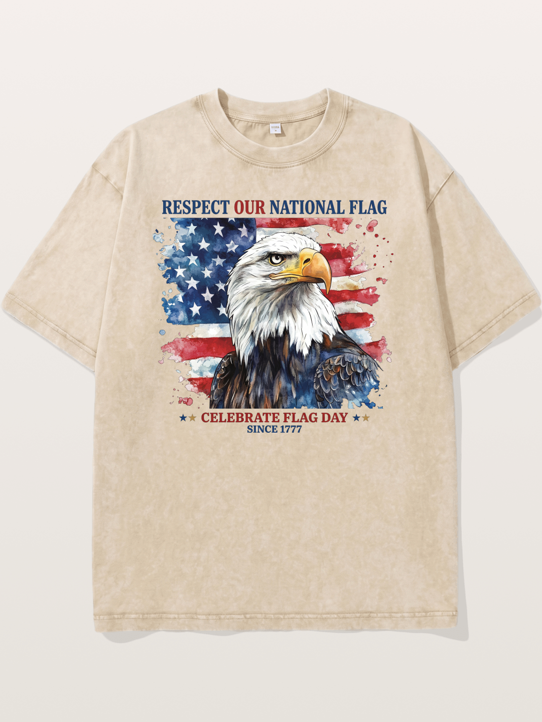 Watercolor Eagle Flag Day Art Washed T-shirt