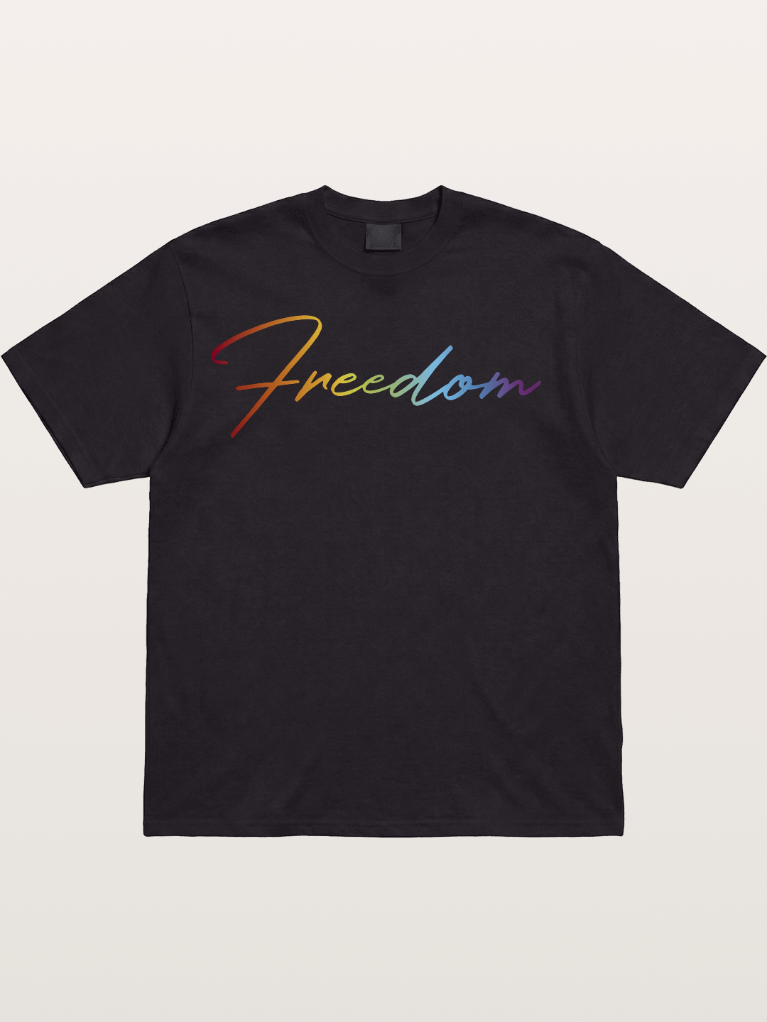 Freedom Rainbow Gradient Script Text Cotton T-shirt