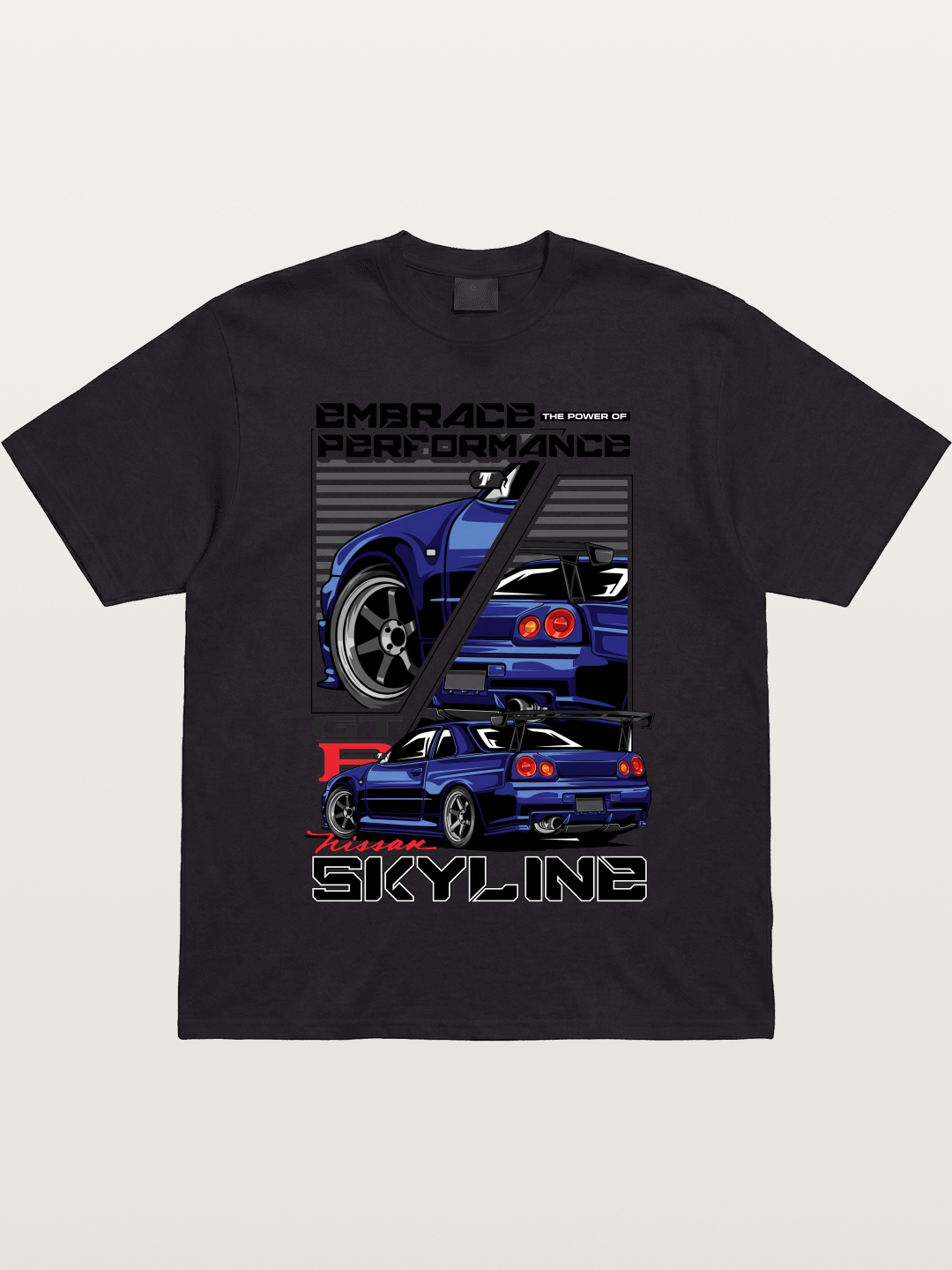 Nissan Skyline GT-R R34 Split View Gildan T-shirt
