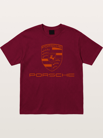 Porsche Crest Orange White Logo Gildan T-shirt